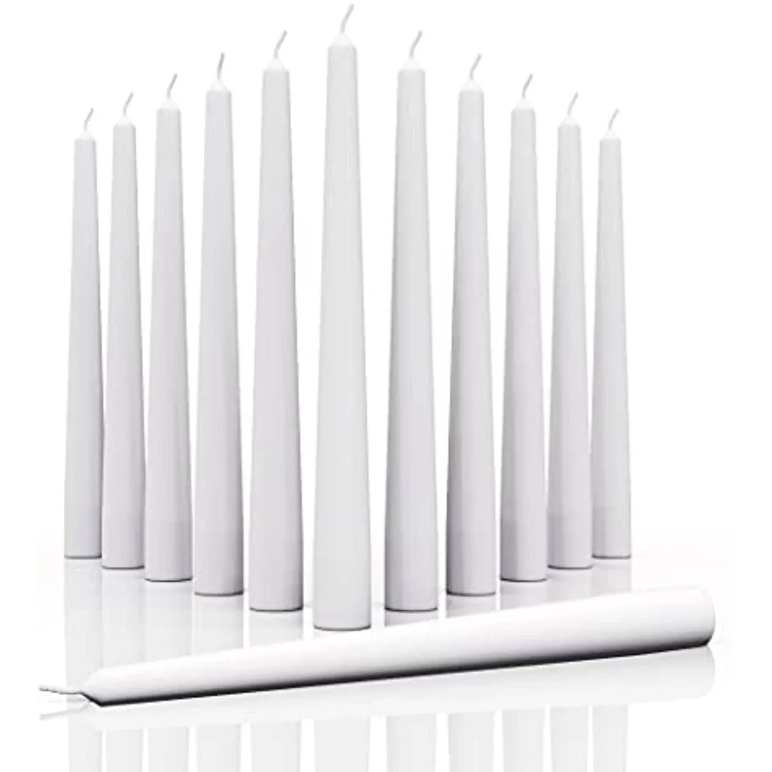 CANDWAX 12 inch Taper Candles Set of 12 - Dripless and Smokeless Candle Unscented - Slow Burning White Candle Sticks