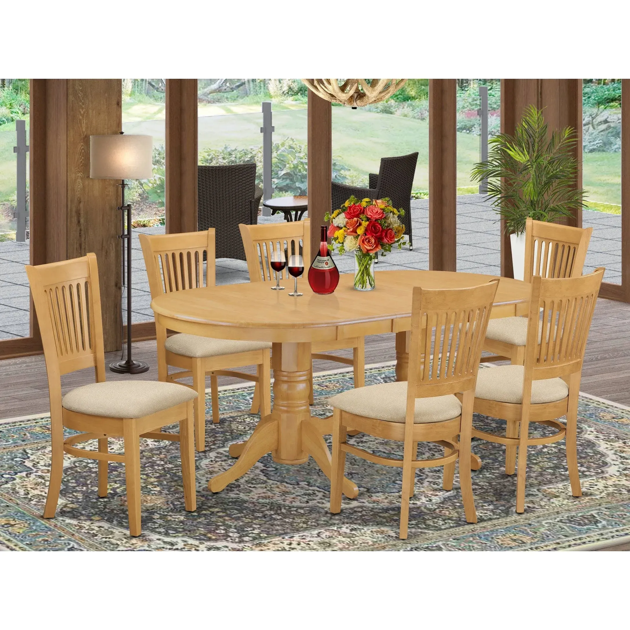 7 Piece Dining Room Set Table With A Leaf and 6 Dining Chairs