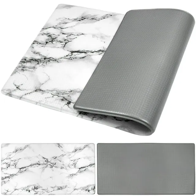 OPUX Anti Fatigue Kitchen Floor Mat, Reversible Cushioned Memory Foam Kitchen Rug Pad, Waterproof Non-Slip Padded Comfort Standing Mat Laundry Home