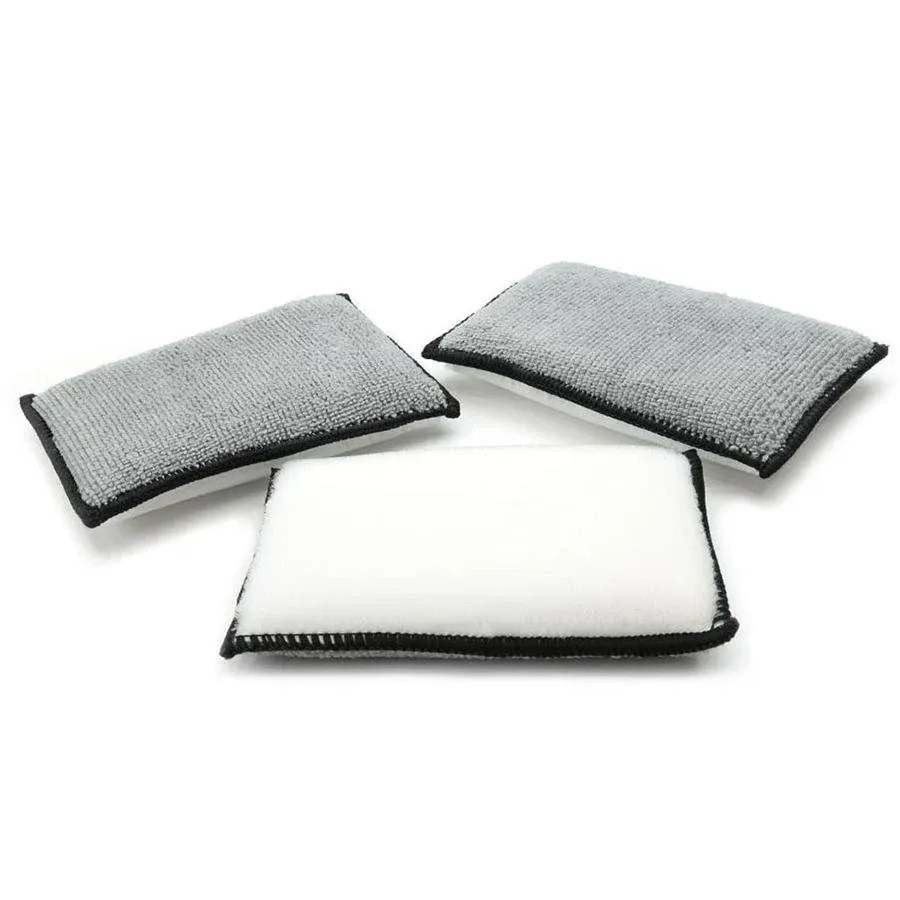 Scrub Ninja - Interior Scrubbing Sponge (5”x3”) for Leather, Plastic, Vinyl and Upholstery Cleaning (White/Gray)