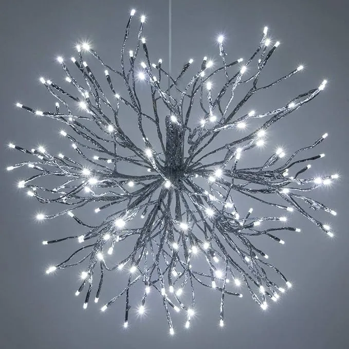 Silver Starburst LED Lighted Twig Branches Home Decorations, Twinkle Lights