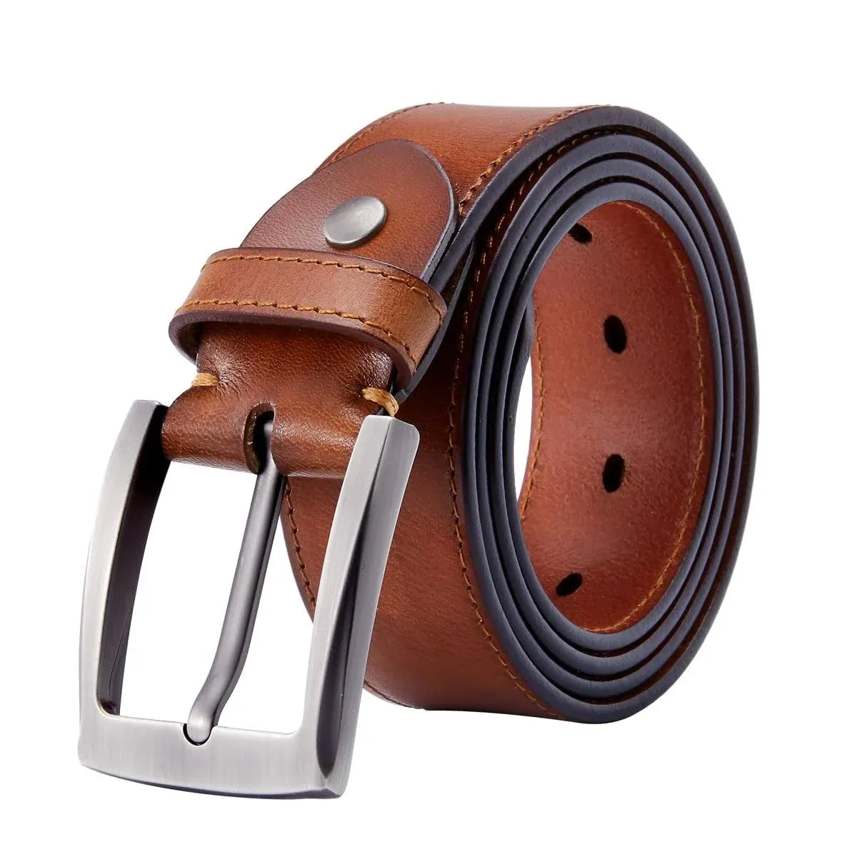 KEECOW Men's 100% Italian Cow Leather Belt Men With Anti-Scratch Buckle,Packed in a Box