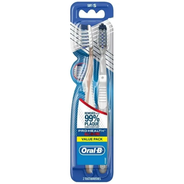 Oral-B CrossAction All in One Toothbrushes, Soft, 2 Count (Pack of 2)