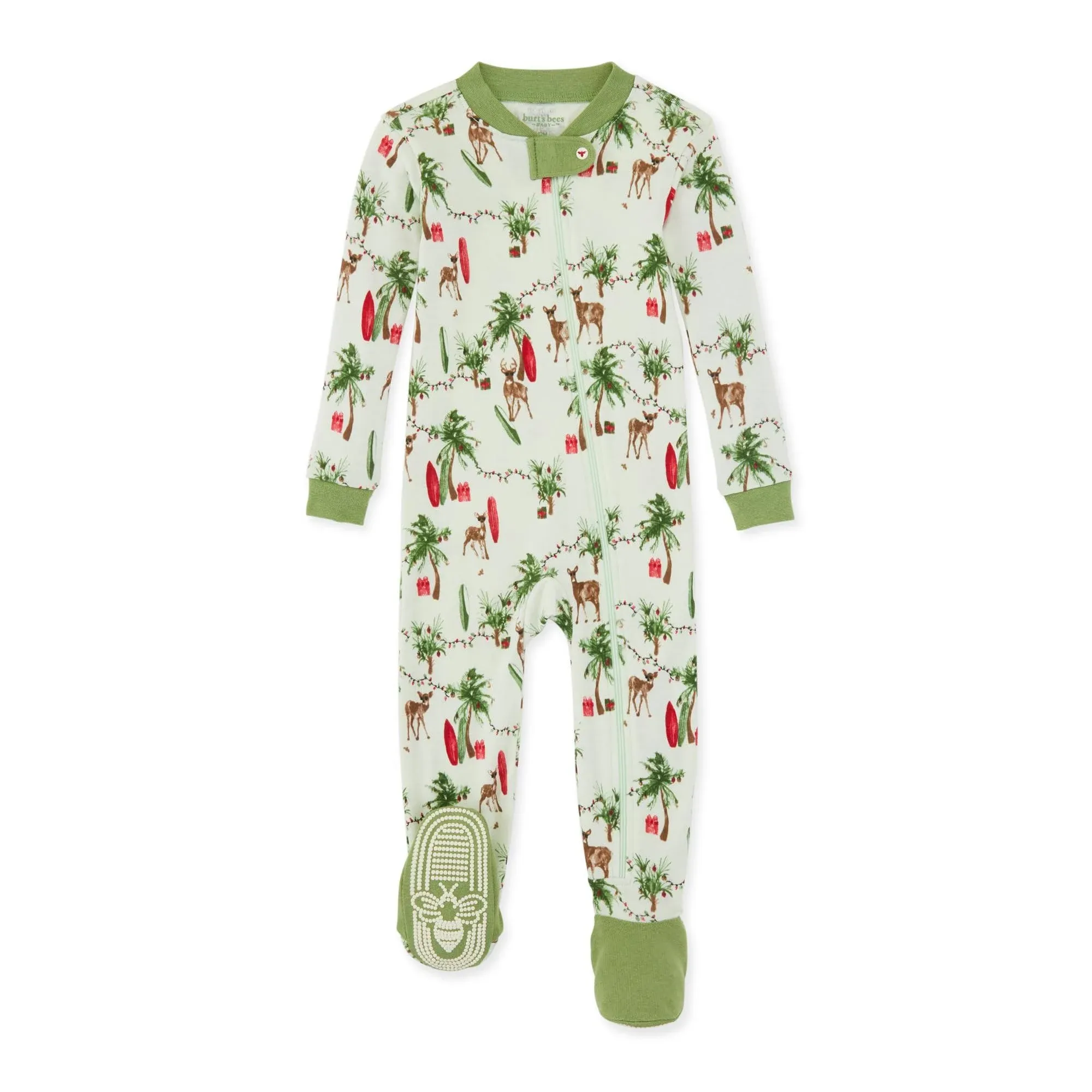 Burt's Bees Baby Girls' Pajamas, Zip Front Non-slip Footed Pjs, 100% Organic Cotton and Toddler Sleepers