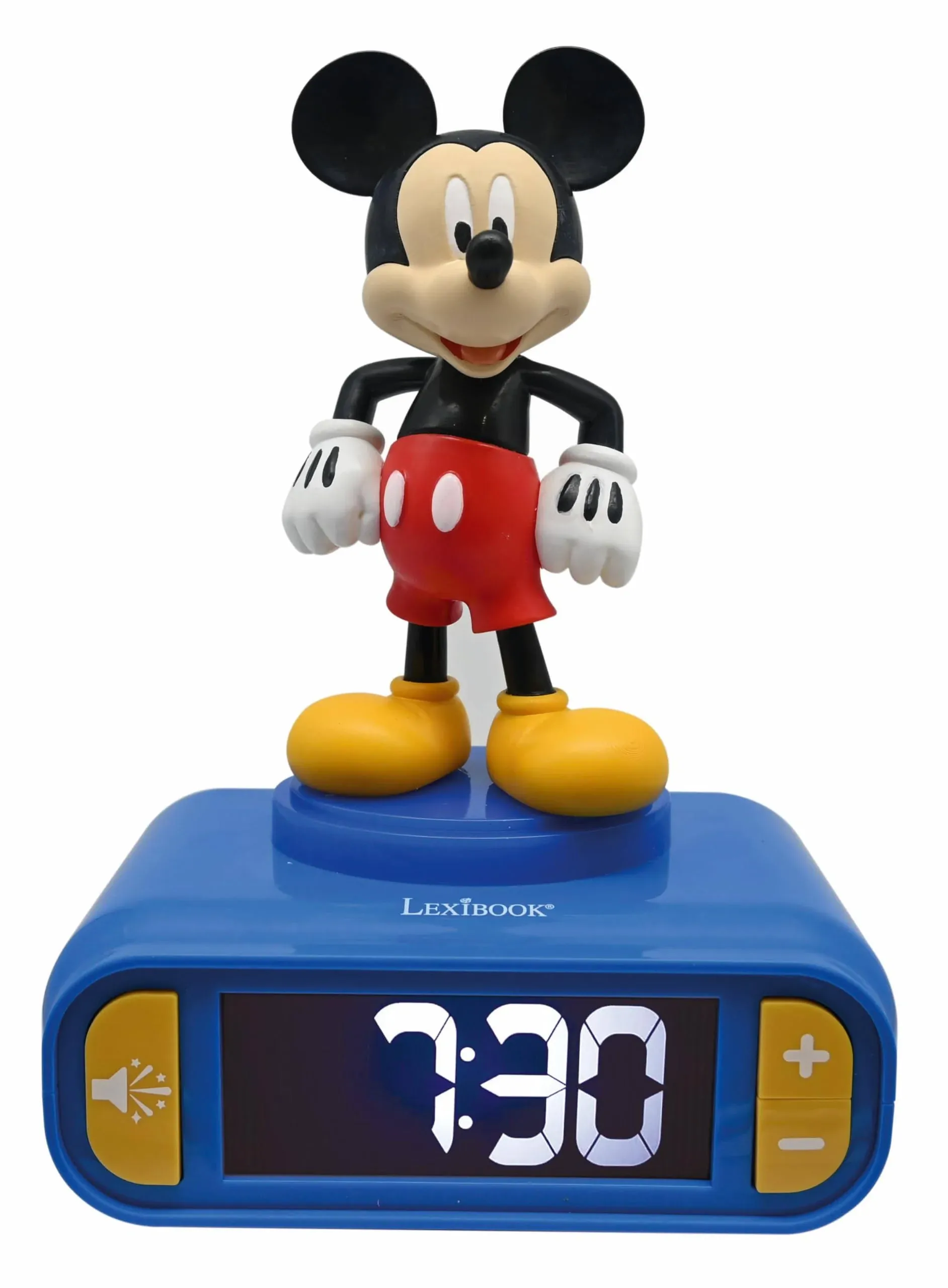 Lexibook, Disney Mickey, Mickey Nightlight Alarm Clock, Sounds and Melodies, LCD Backlit Screen, Luminous, Snooze, Blue, RL800MCH