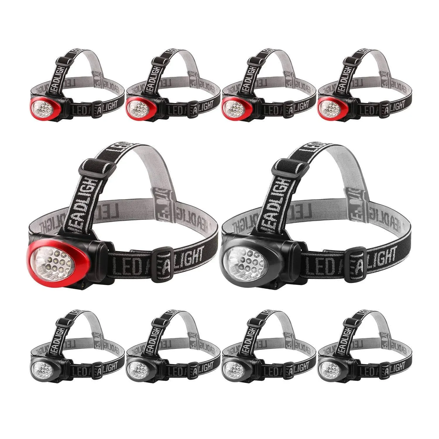 10-Pack Headlamp12 LED 3-Mode Portable Head Lamp Flashlight Outdoor Lightweight