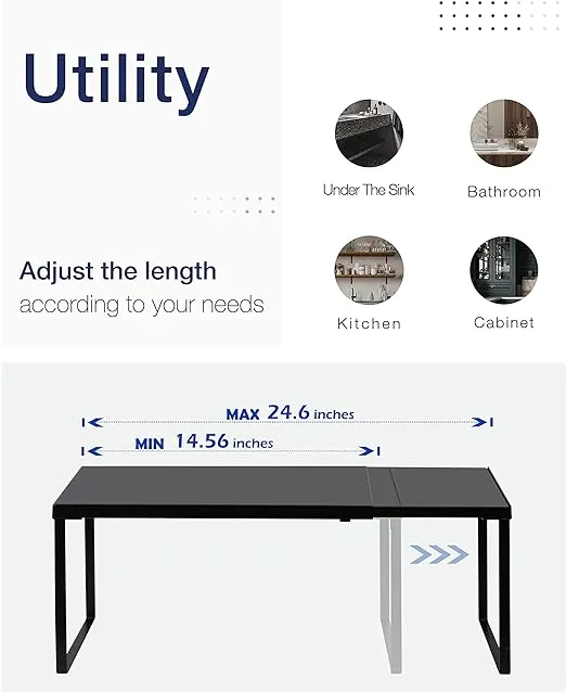 Nxconsu Expandable Cabinet Shelf Organizer Riser for Kitchen Pantry Cupboard Under Sink Countertop Home Storage Organization Rack Space Saver Freestanding Heavy Duty Nonslip Stackable White