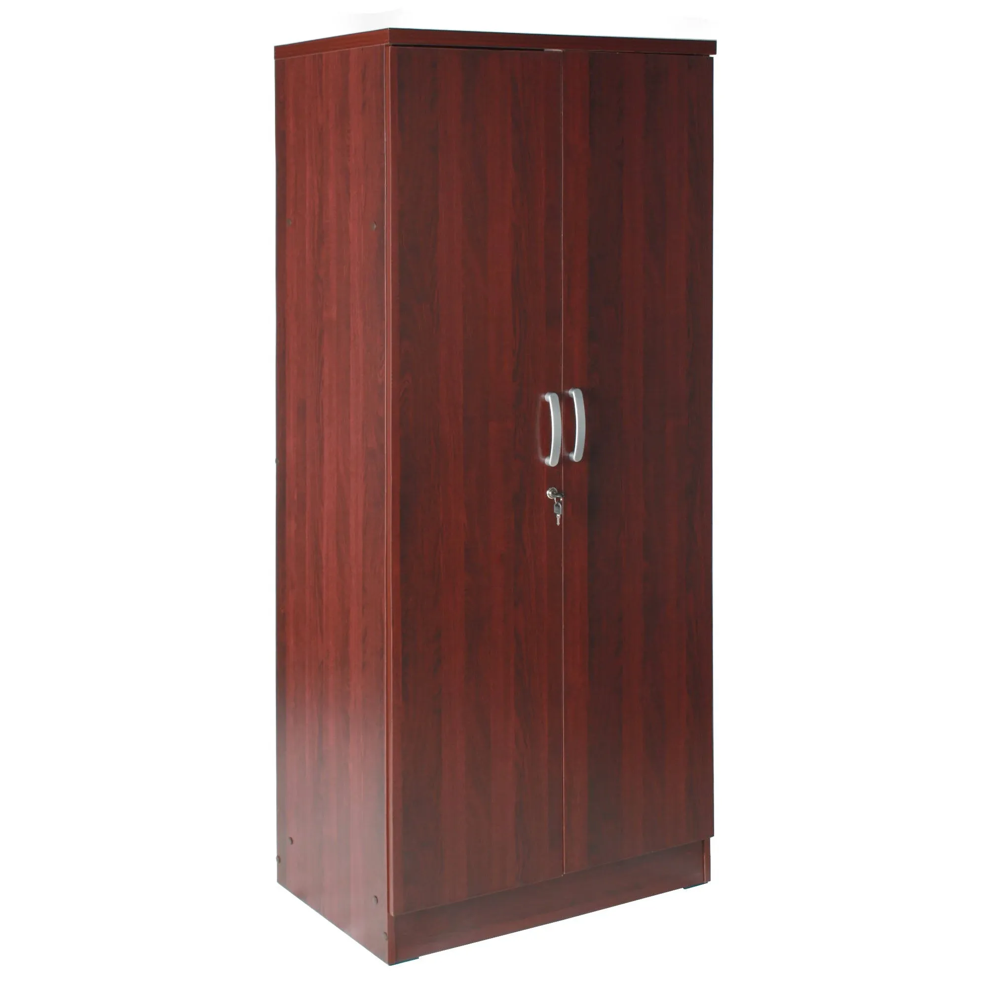 Better Home Products Harmony Wood Two Door Armoire Wardrobe Cabinet in Mahogany