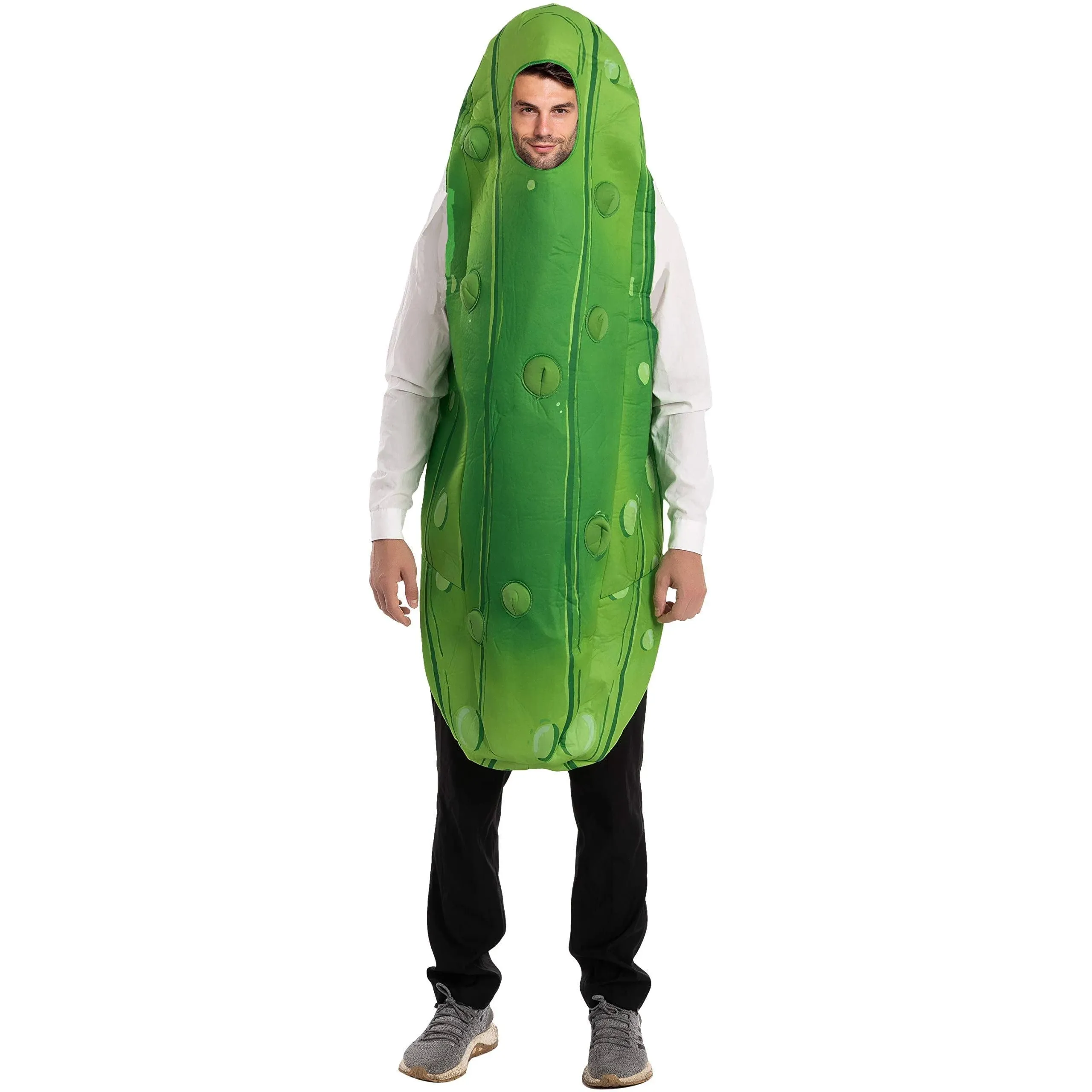 Spooktacular Creations Halloween Pickle Costume Adult, Unisex Food Costume, Funny Costume for Men, Fruit Jumpsuit for Cosplay