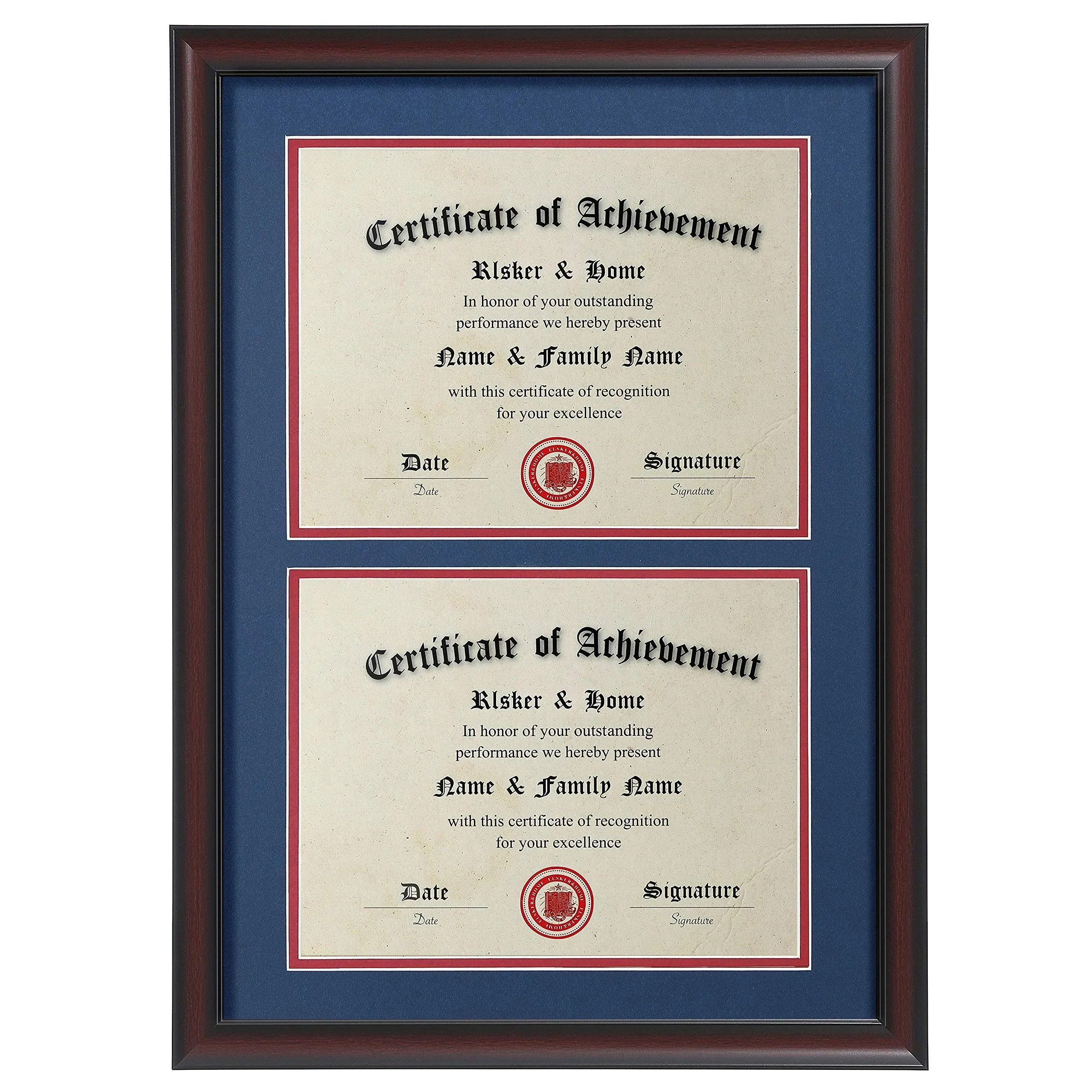 ELSKER&HOME Double Certificate Frame-Cherry Wood Color - 2.0mm Panels-Made for ...