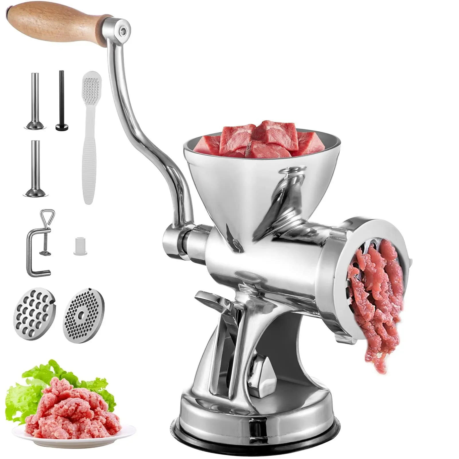 Manual Meat Grinder,304 Stainless Steel Hand Meat Grinder Double Suction Cup Base & Clamp Meat Grinder Manual