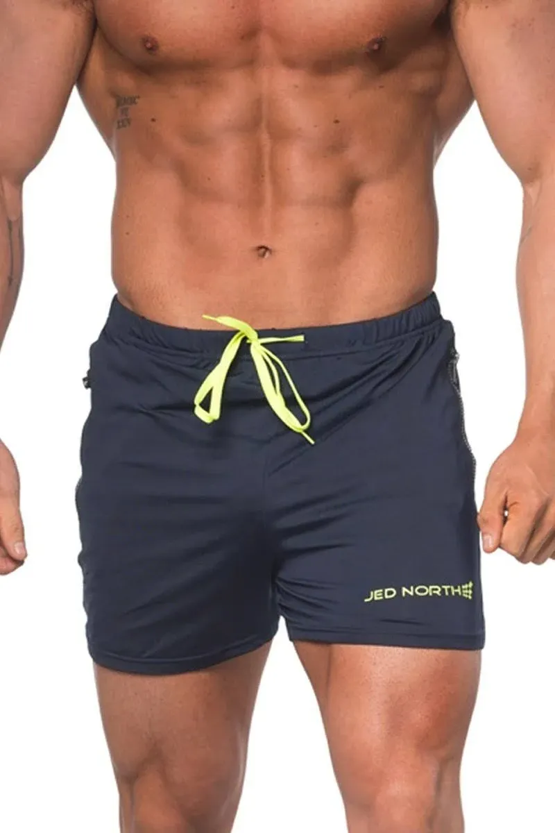 Agile Bodybuilding 4'' Shorts w Zipper Pockets - Navy Blue