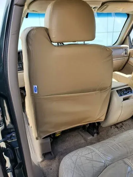 Iggee 2000-2002 Chevy Silverado Beige Artificial Leather Custom Made Original fit Front Seat Covers & 2 Armrest Covers