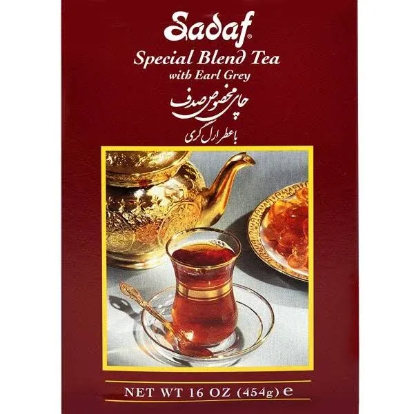 Sadaf Earl Grey Tea Loose Leaf Box 16 oz - Special Blend Earl Grey Ceylon Black Tea - Product harvested in Sri Lanka