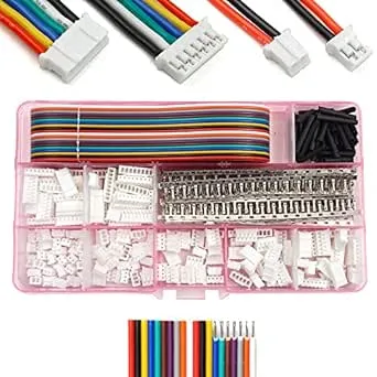 elechawk JST PH 2.0 Connectors Pin Header and Ribbon Cable Wire Kit 2.0mm Pitch JST PH - 2/3/4/5/6/7/8 Female Pin male Housing