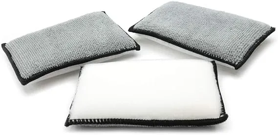 Scrub Ninja - Interior Scrubbing Sponge (5”x3”) for Leather, Plastic, Vinyl and Upholstery Cleaning (White/Gray)