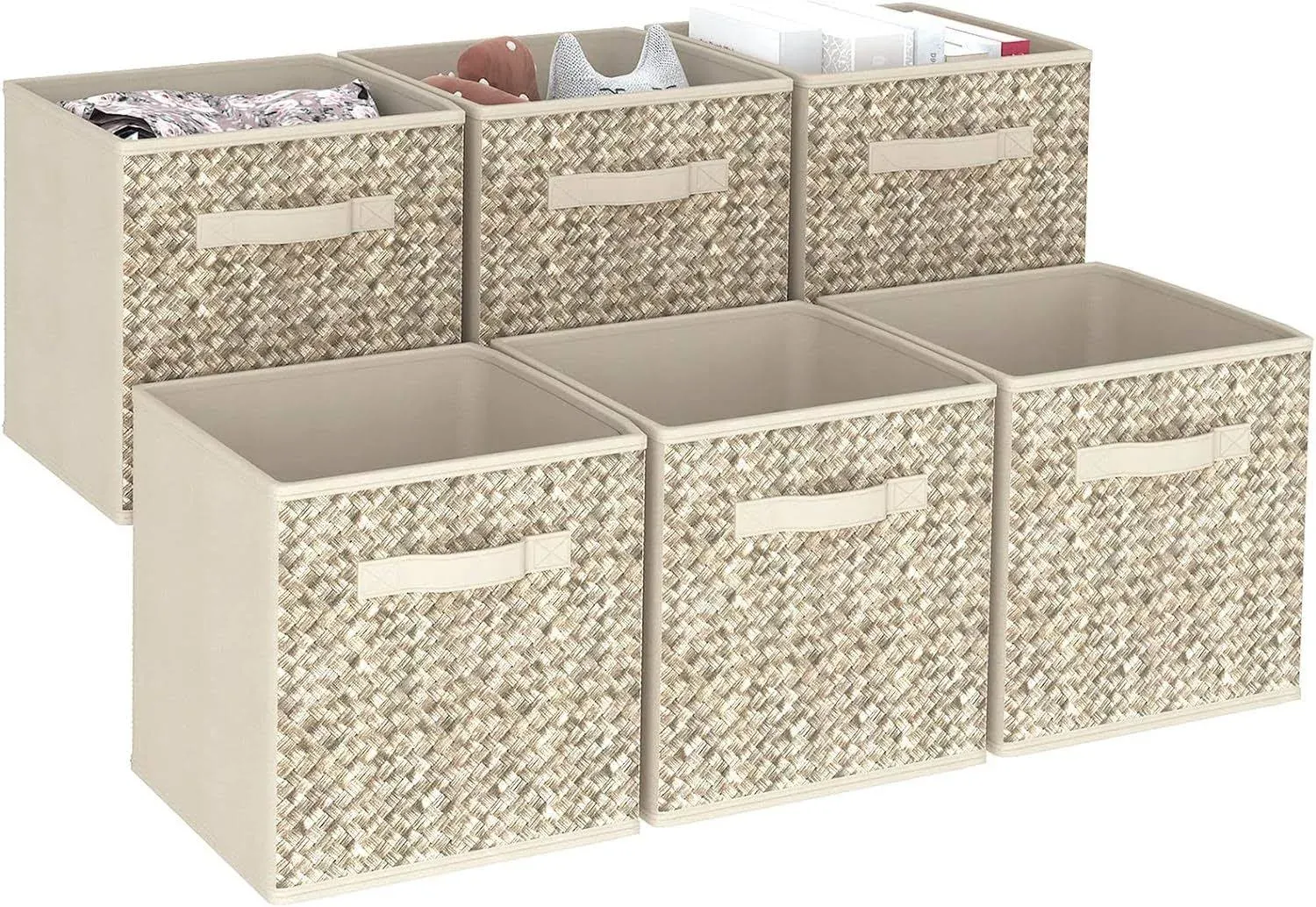 Wisdom Star 6 Pack Fabric Storage Cubes with Handle, Foldable 12 Inch Cube Storage Bins, Storage Baskets for Shelves, Storage Boxes for Organizing Closet Bins