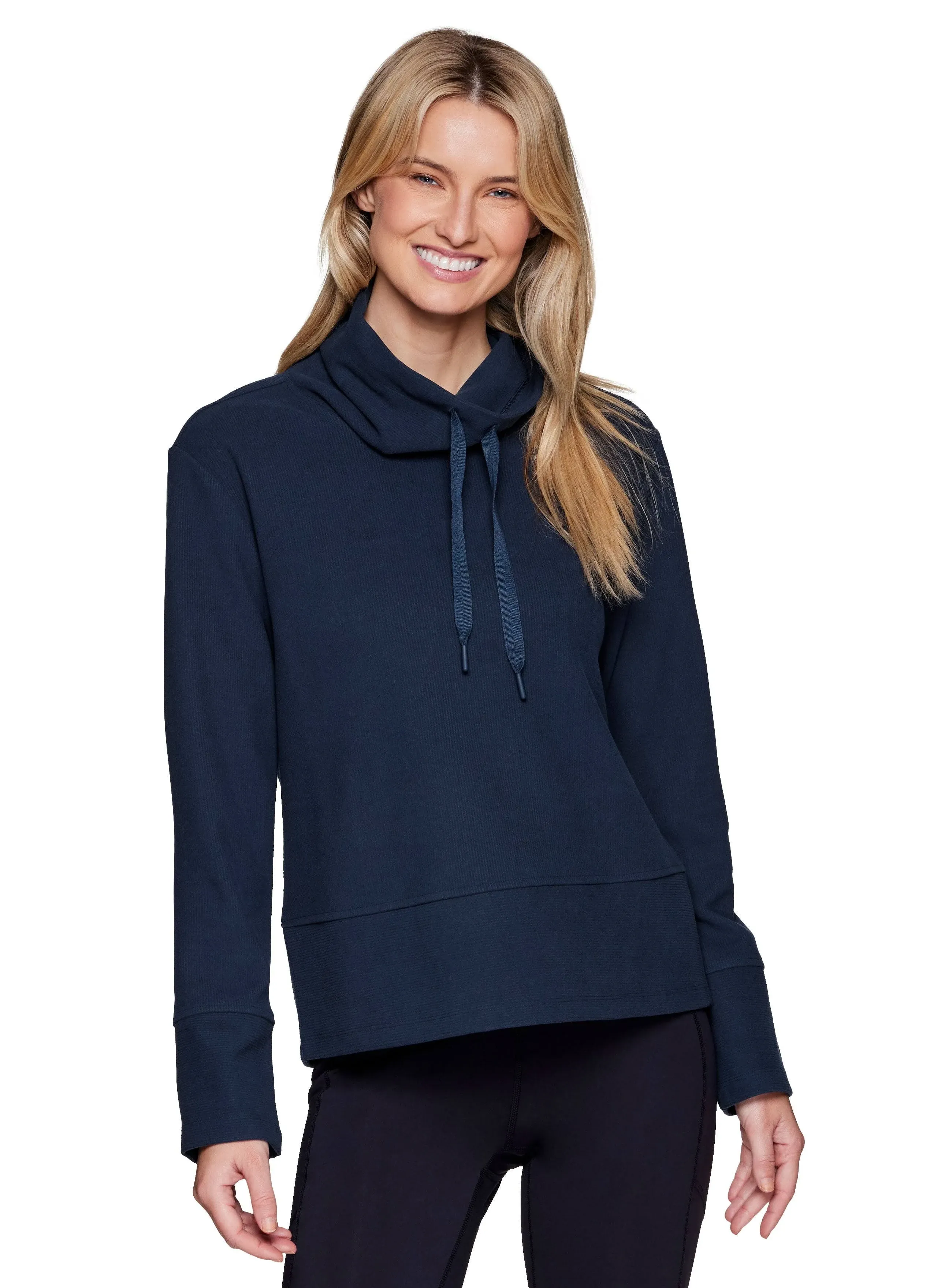 Rbx Active Women's Lightweight Drawstring Cowl Neck Textured Fleece Pullover ...