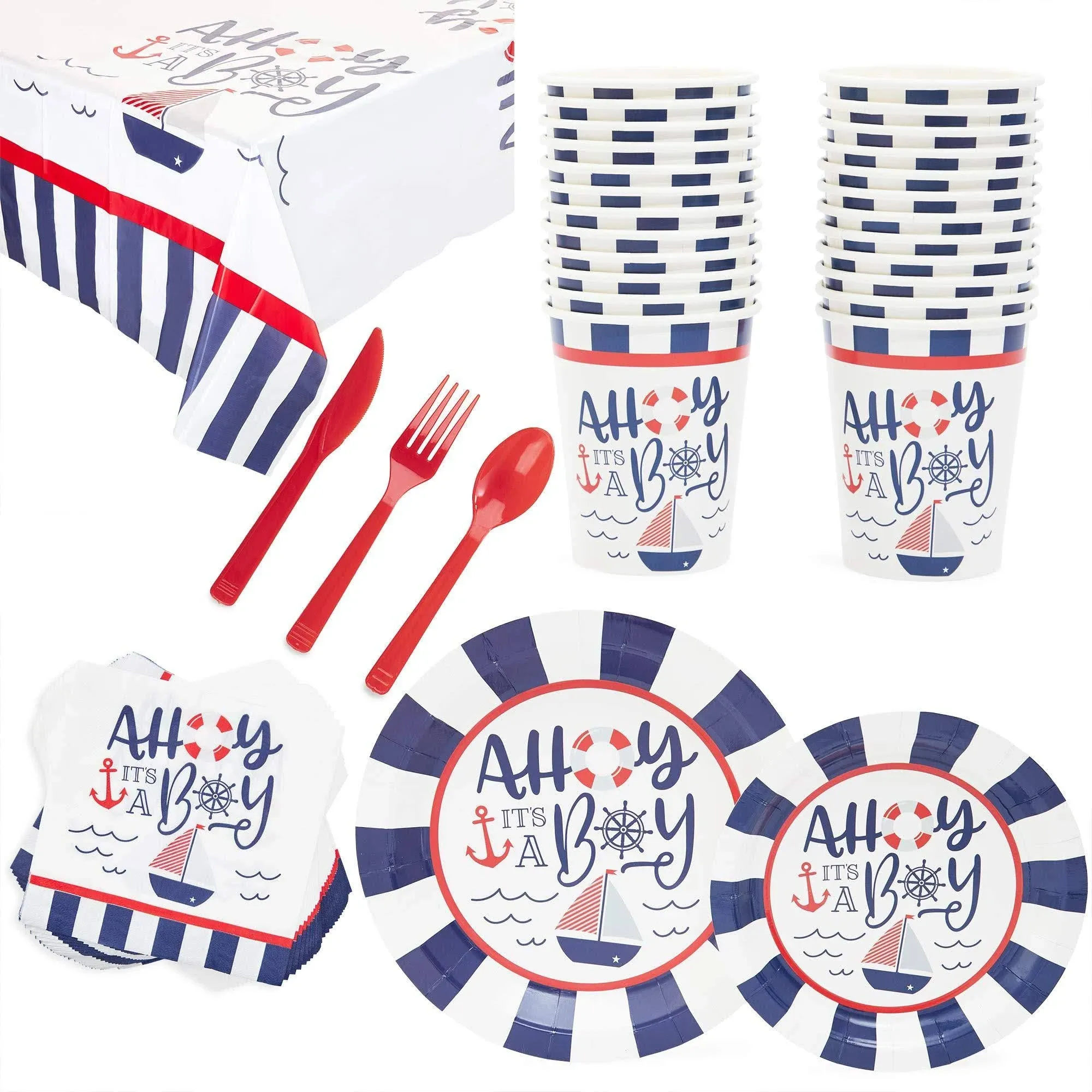 Ahoy It's A Boy Baby Shower, Nautical Anchor Theme Party Supplies, Decorations ...