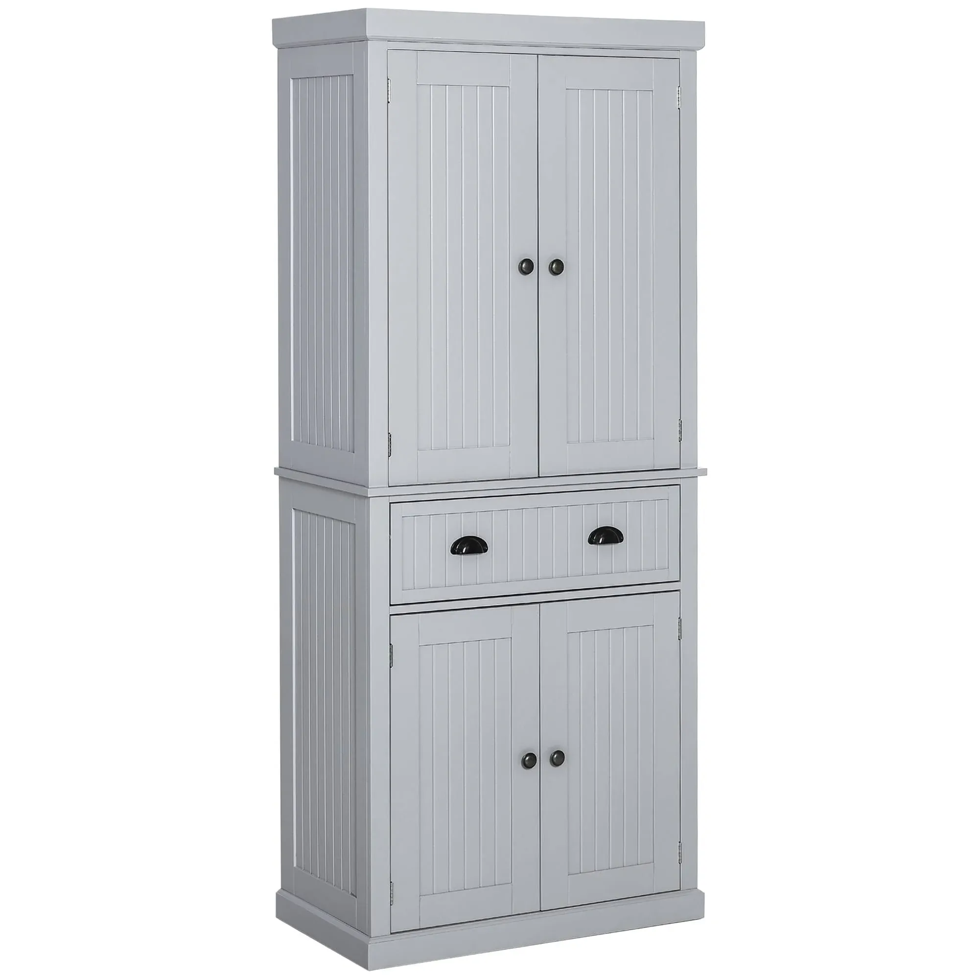 HOMCOM 72" Kitchen Pantry, Tall Storage Cabinet, Freestanding Cupboard with Drawer, Doors and Adjustable Shelves, Gray