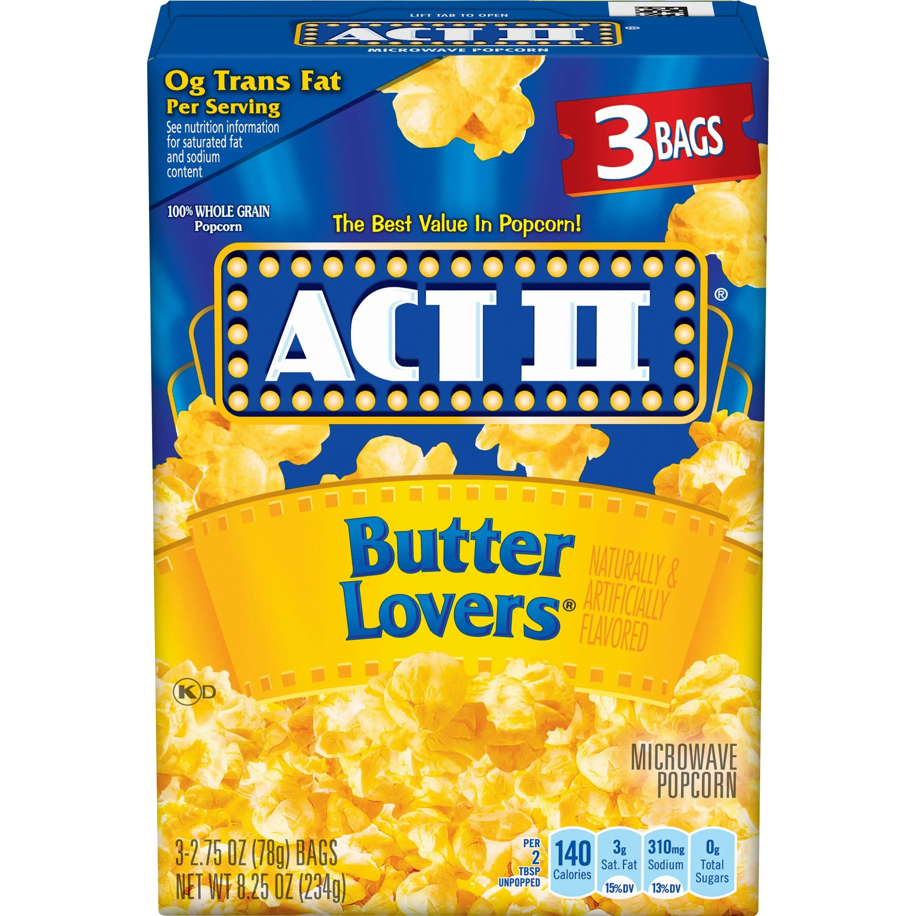 Act II Butter Lovers Microwave Popcorn 3 ct