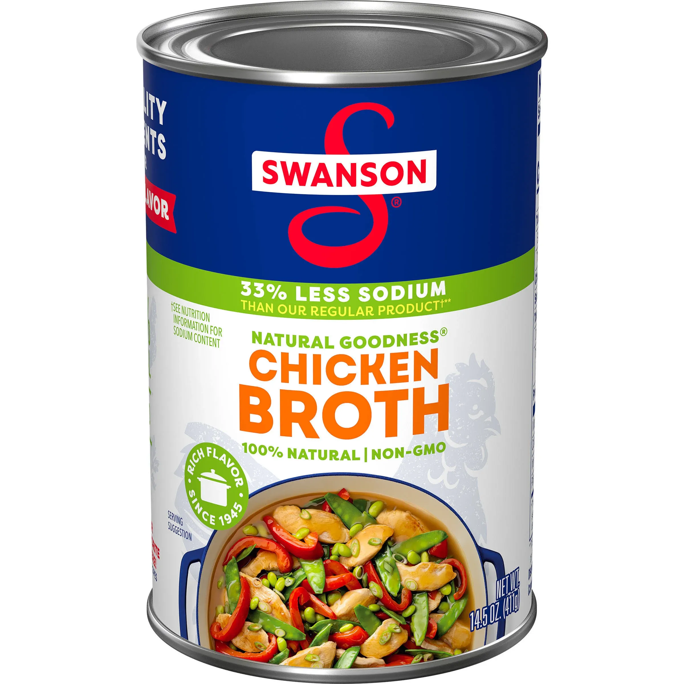 Swanson Broth, Chicken, 33% Less Sodium, Natural Goodness - 14.5 oz