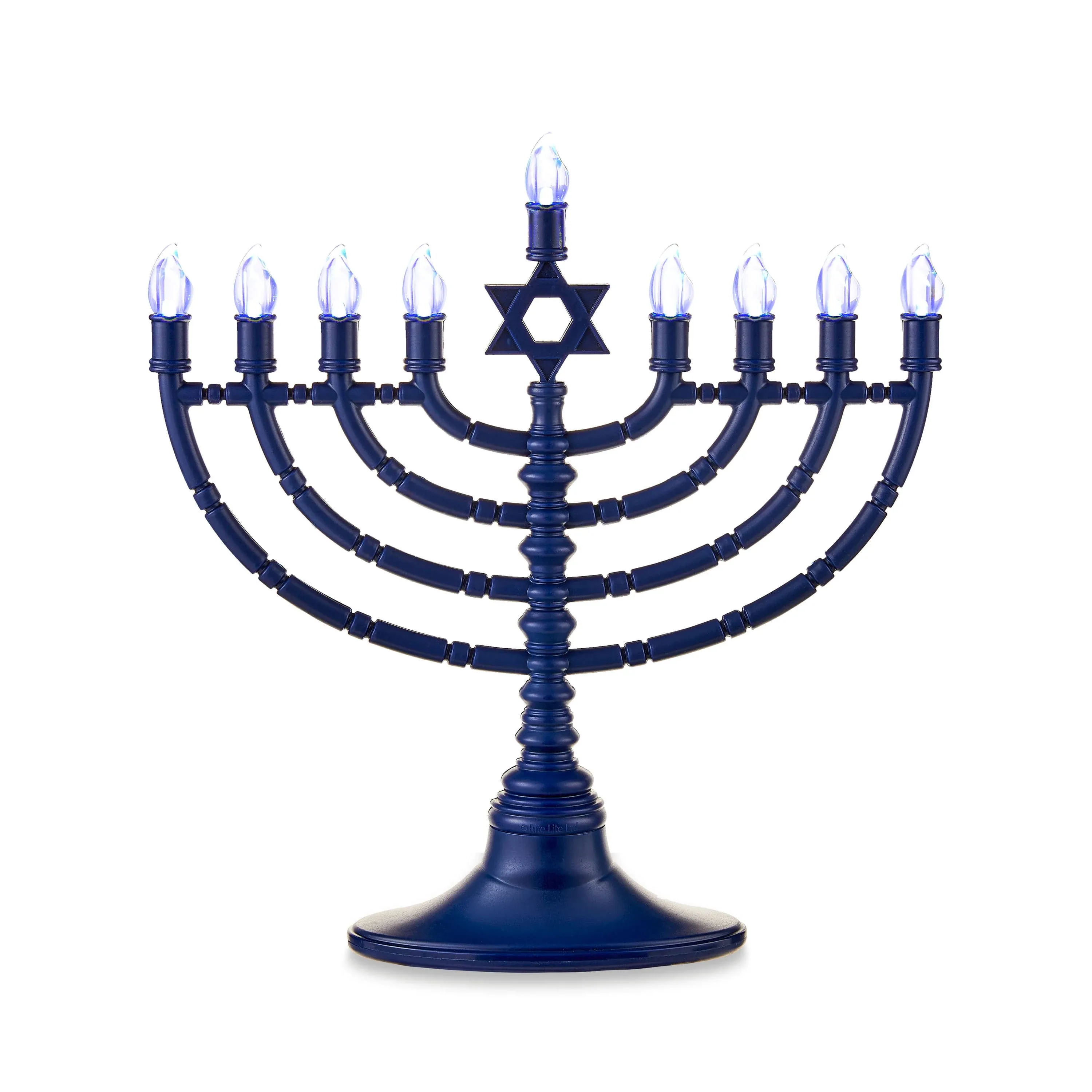 Battery Operated Blue LED Electronic Menorah with Clear Bulbs