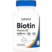 Nutricost Biotin (5,000mcg) in Coconut Oil 150 Softgels - Gluten Free, Non-GMO