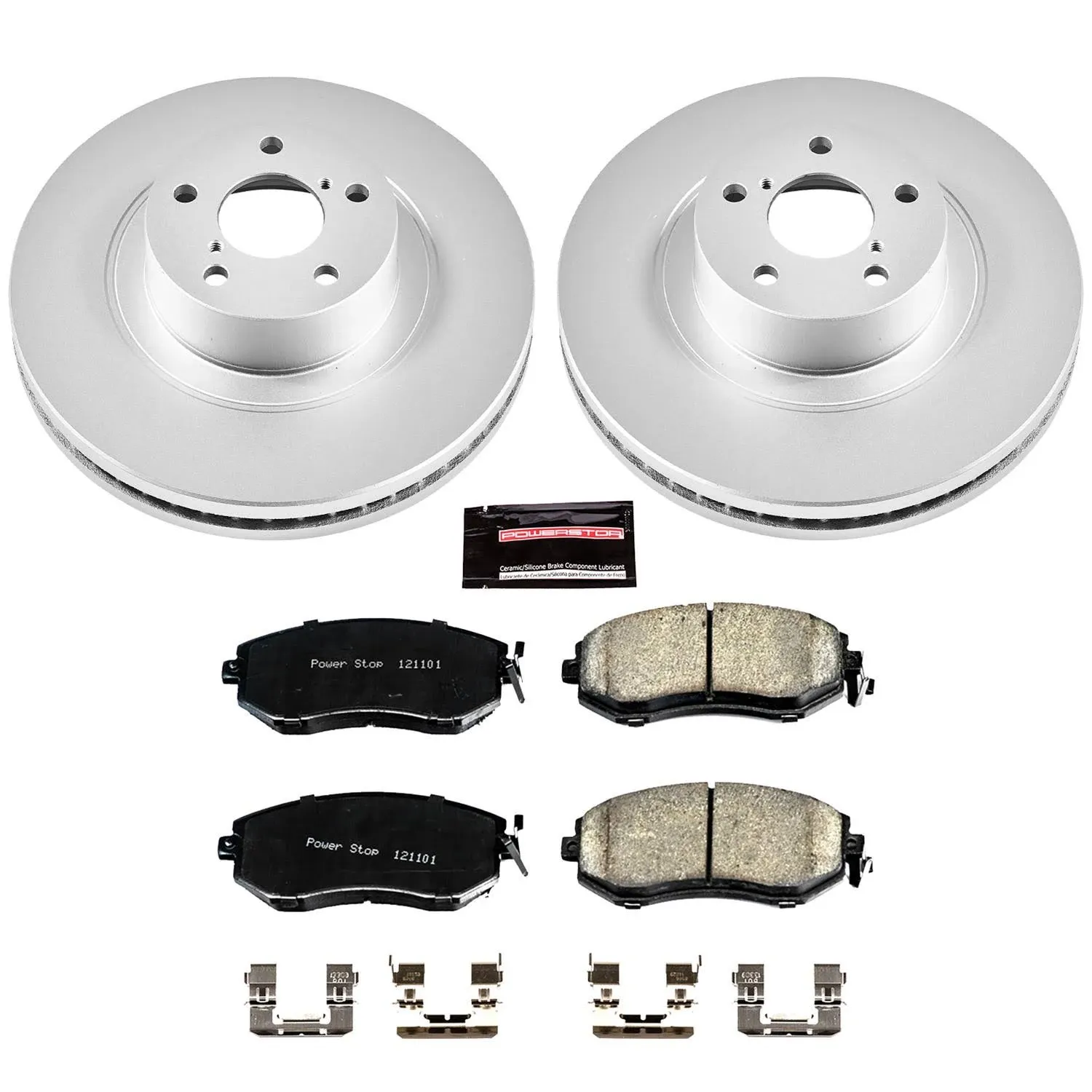 Power Stop CRK6082 Front Coated Brake Rotors and Ceramic Pads Brake Kit For Scion FR-S | Subaru BRZ Crosstrek Forester Legacy Outback WRX XV Crosstrek | Toyota 86 [Application Specific]