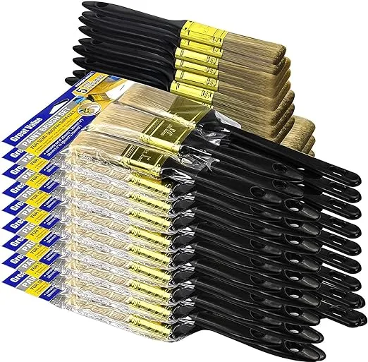 Great Andrew Paint Brushes, 30 Pack Great Value Multi use(3INCH 2INCH 1.5INCH 1.5ANGLE SASH 1INCH) for Home Furniture Fences and Wall Trim