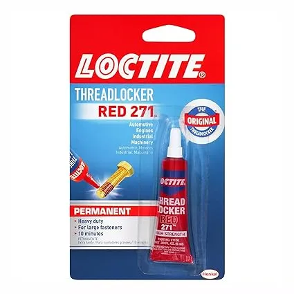 Threadlocker, 271, Red, Heavy Duty, Permanent, 6 mL Tube