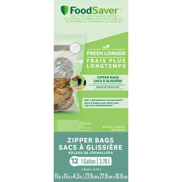 1-Gallon Vacuum Zipper Bags 12 Count Multi Reusable And Resealable For Frequentl