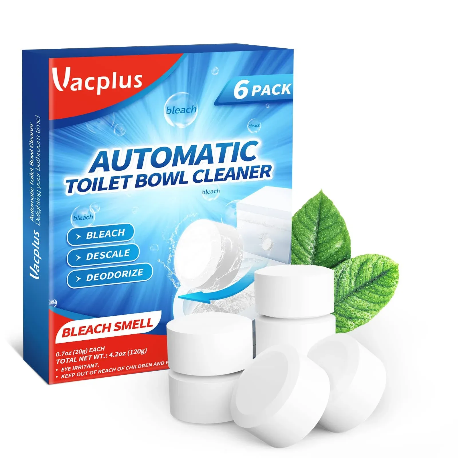 Vacplus Toilet Bowl Cleaner Tablets Automatic Toilet Bowl Cleaners with Bleach