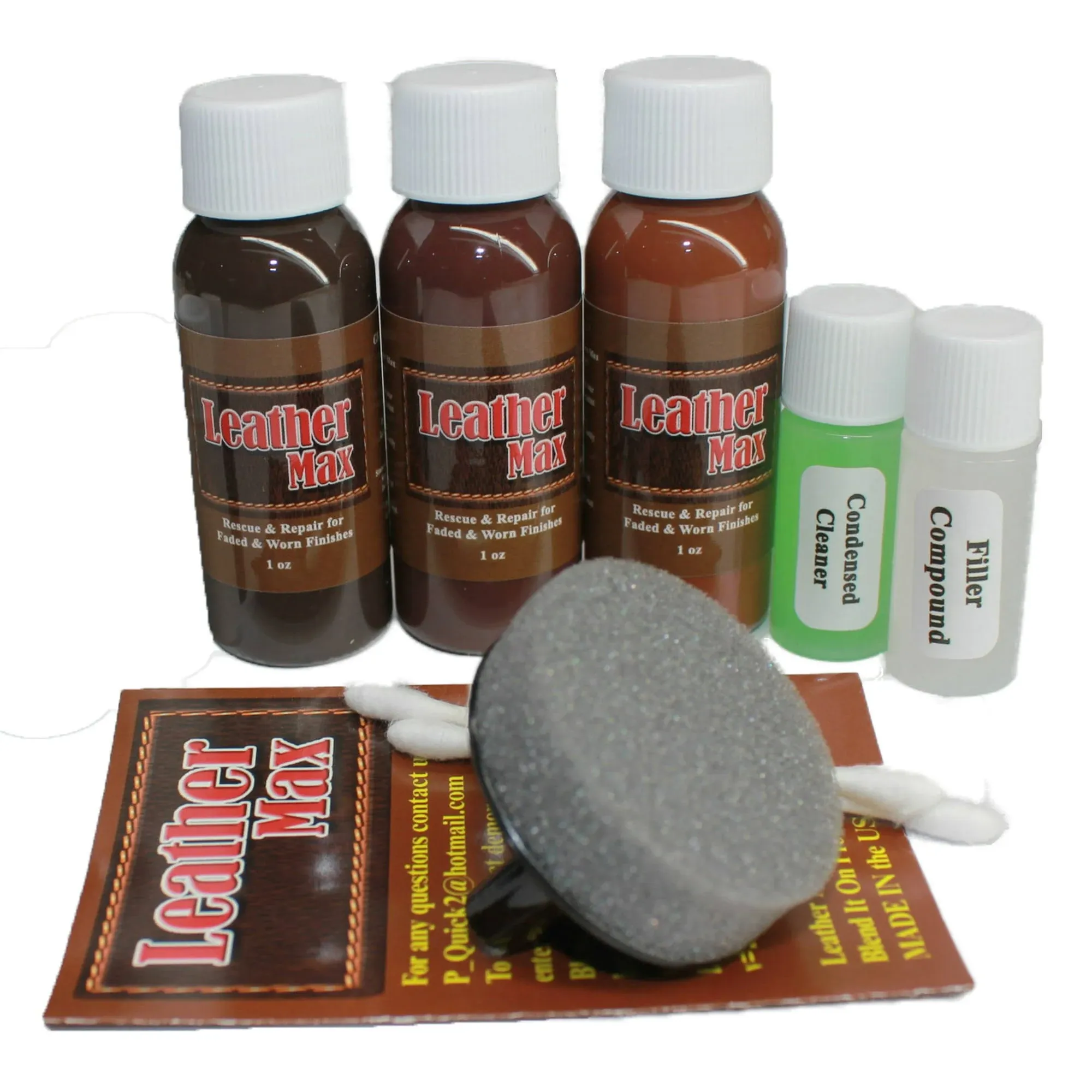 Leather Max Complete Leather Refinish, Restore, Recolor & Repair Kit/Now with 3 ...