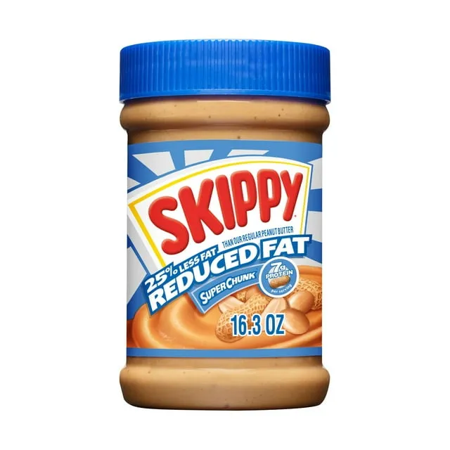 (6 pack) SKIPPY Reduced Fat SUPER CHUNK Peanut Butter, 16.3 oz Jar