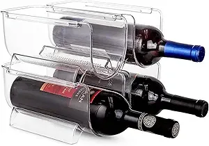 Wine &amp; Water Bottle Organizer Holder Stackable Wine Rack for Countertops, 4 Pack