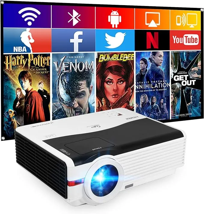 6200LM WiFi Bluetooth Projector Wireless HD Movies Projector 1080P LED Home