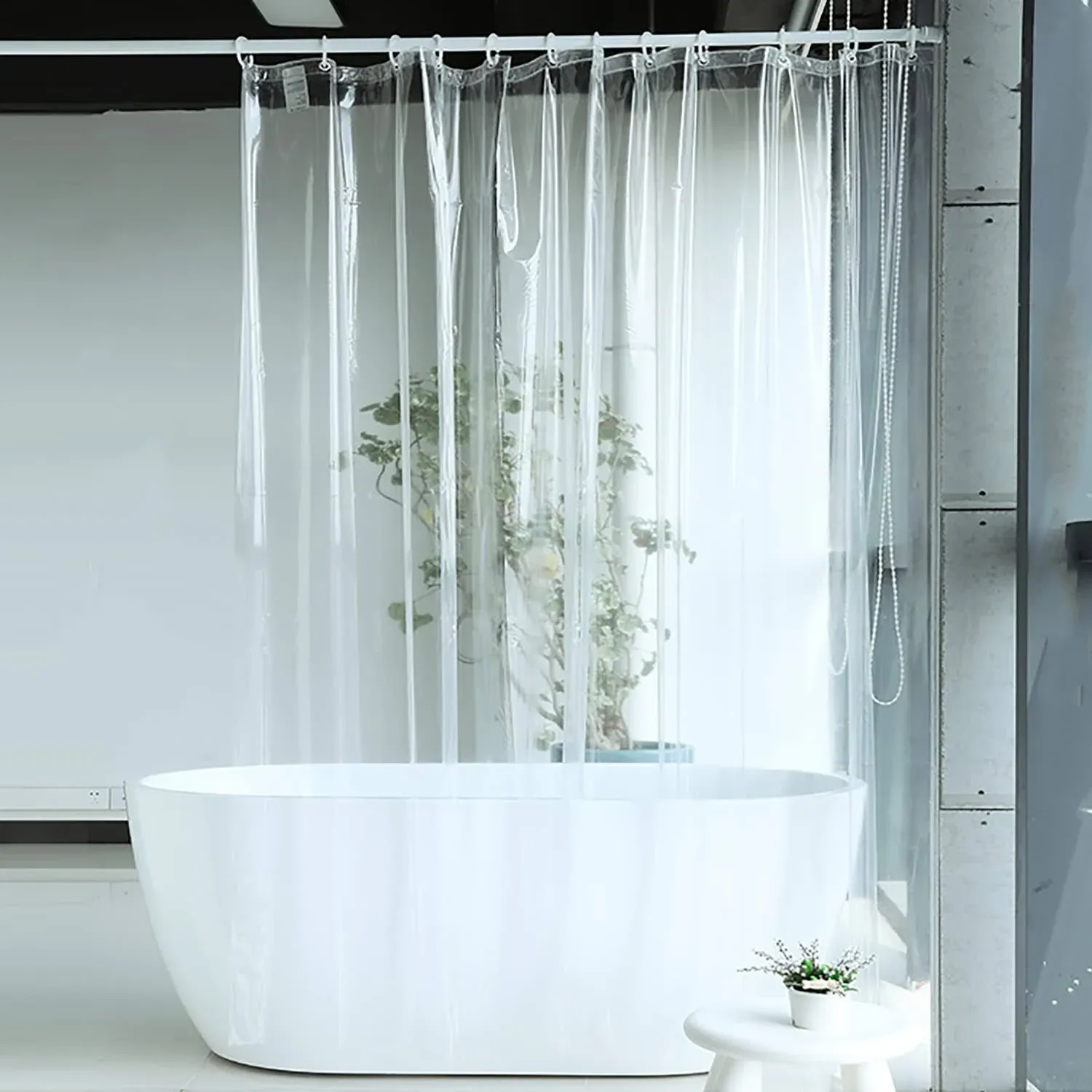 Clear Shower Curtain Liner, PEVA Shower Curtain with Metal Grommet and 3 Magnetic Weights Shower Liner 72 x 72