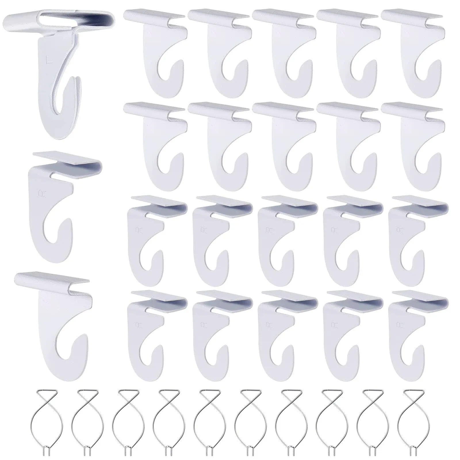 40 Drop Ceiling Hooks for Classrooms & Offices, White Heavy Duty Ceiling Hooks for Hanging Plants & Decorations, Metal T-Bar Hooks for Suspended Drop Ceiling Tiles