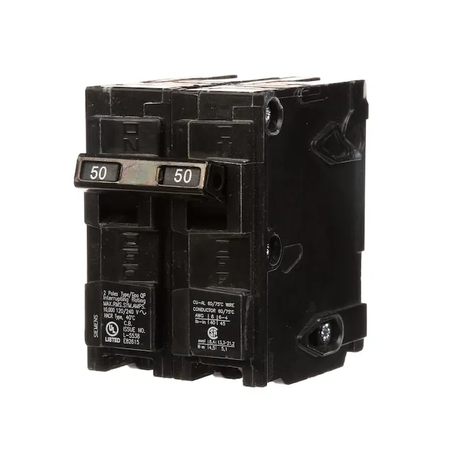 Miniature Circuit Breaker: 50 A Amps, 120/240V AC, 2 Poles, Std