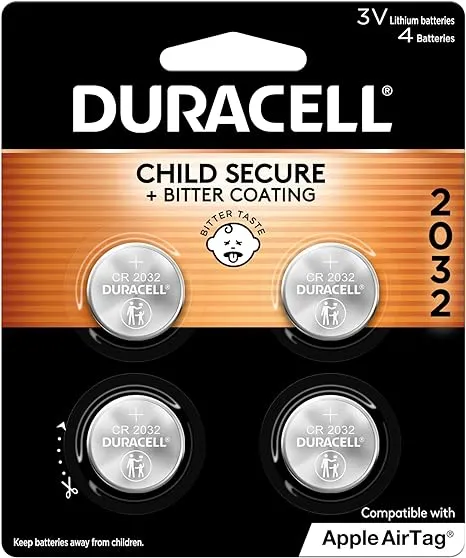 Duracell DL2032 Lithium Medical Battery, 3V - 4 pack