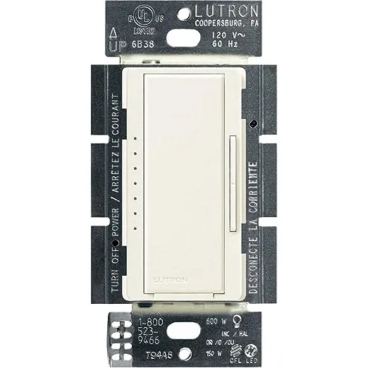 Lutron MACL-153M-BI Dimmer, Maestro, CFL/LED, Biscuit