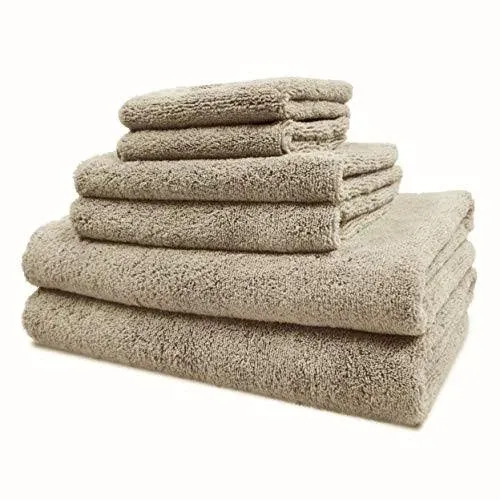 POLYTE Oversize 60 x 30 in Quick Dry Lint Free Microfiber Bath Towel Set 6 Piece ...