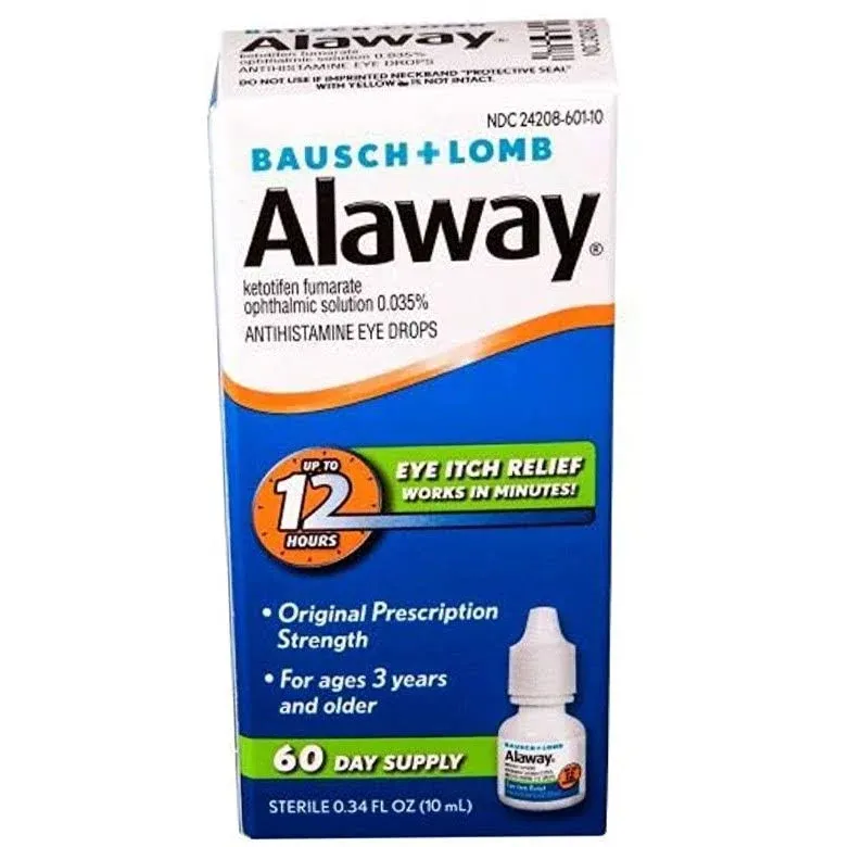 Alaway Antihistamine Eye Drops, Allergy Relief from Itchy Eyes, Works in Minutes, Provides Relief for up to 12 Hours, Clinically Tested Prescription Strength Formula, 0.34 Fl OzAlaway Antihistamine Eye Drops, Allergy Relief from It…