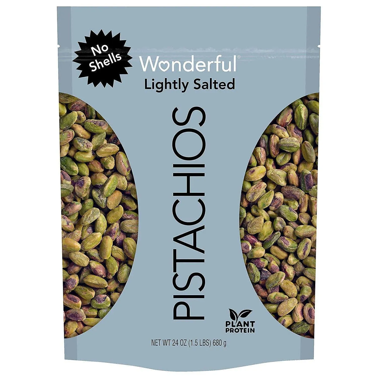 Wonderful Pistachios, No Shells, Roasted &amp; Salted Nuts, 24Oz Resealable Bag