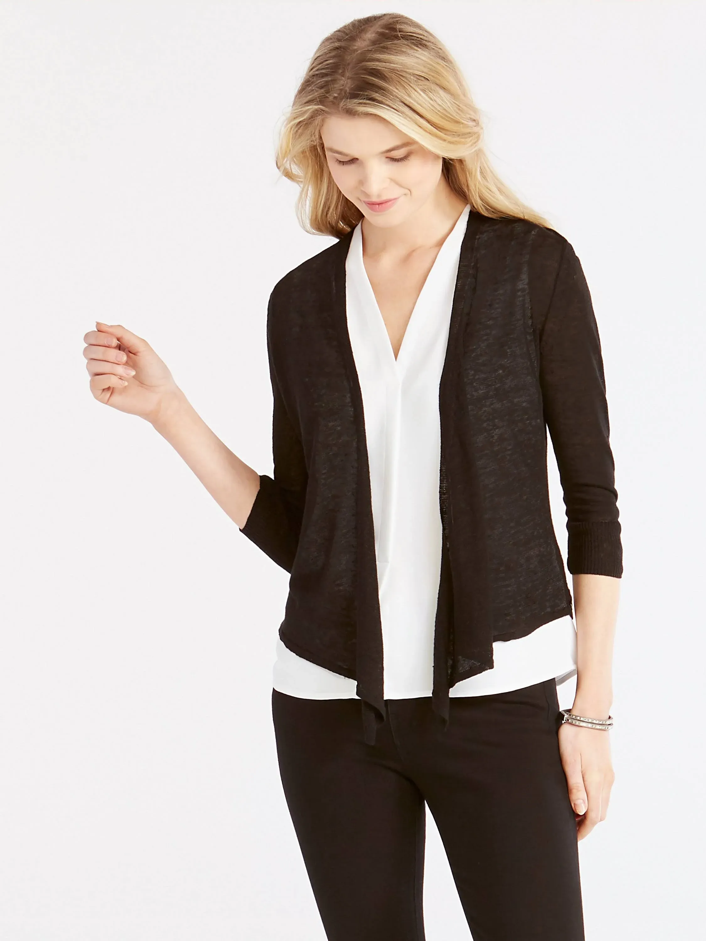 NIC+ZOE Women's 4-Way Cardigan - Black Onyx - Size Petite L