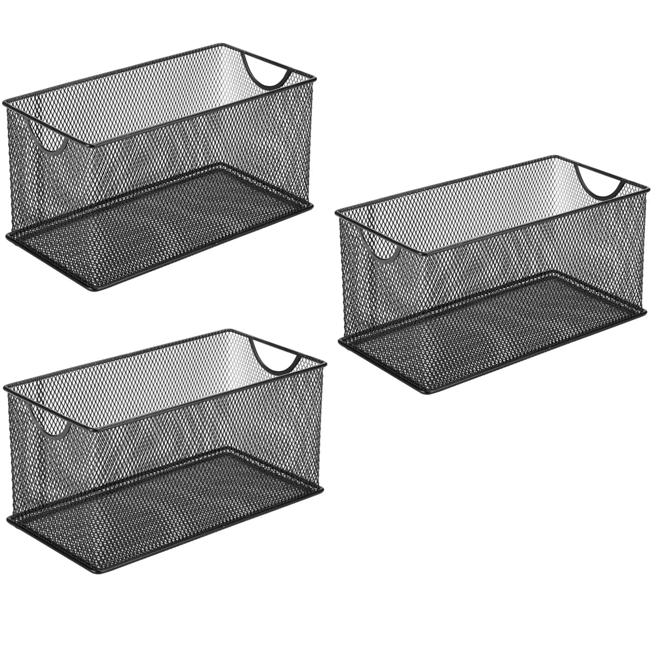 Set of 3 Household Wire Mesh Metal Steel Storage Basket Organizer CD Storage ...