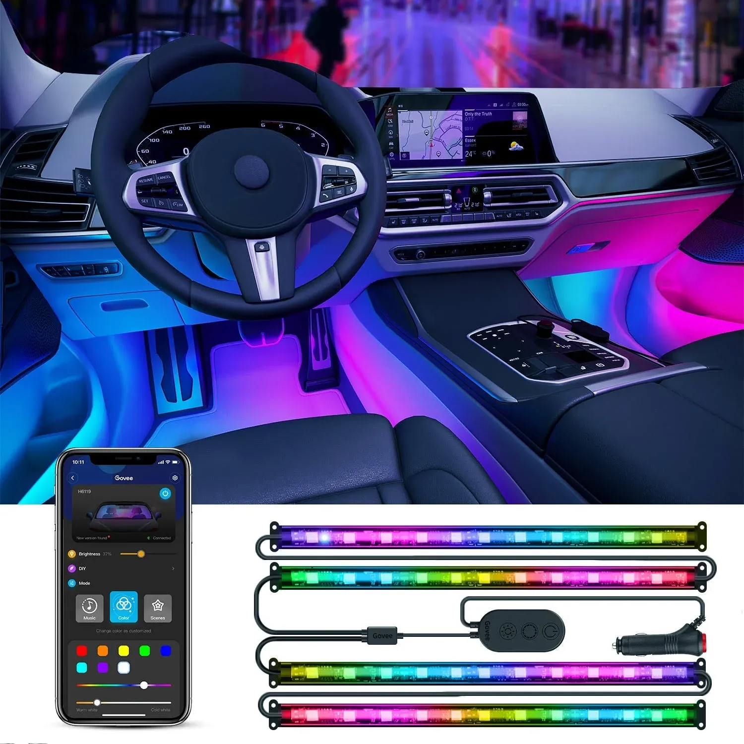 Govee RGBIC Smart Car LED Strip Lights H7090