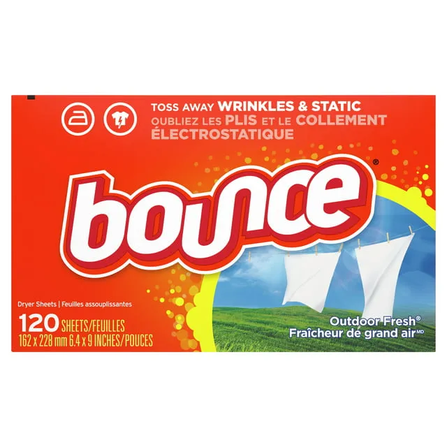 Bounce Dryer Sheets, 120 Sheets, Outdoor Fresh Scent Fabric Softener Sheets