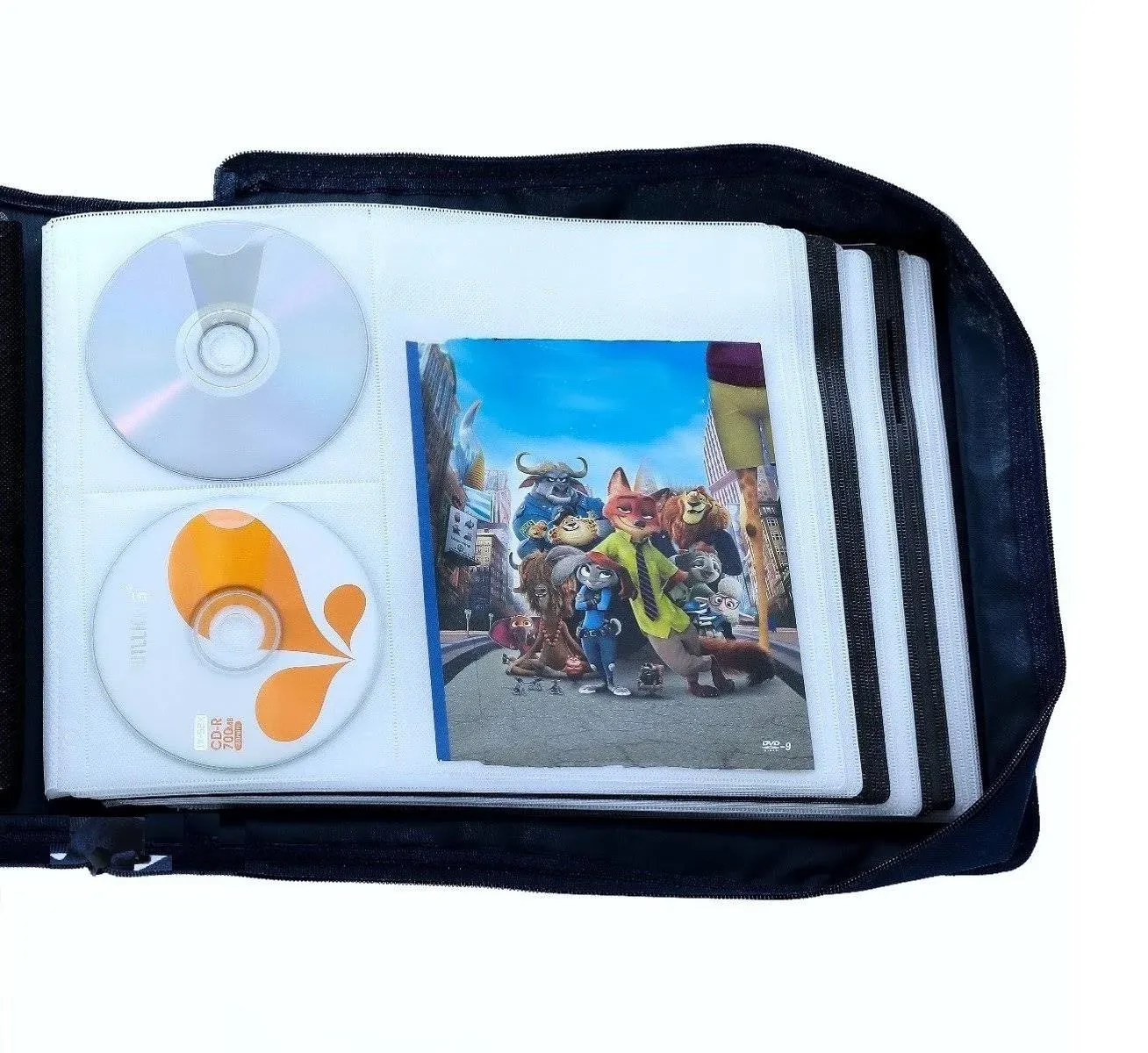 DVD CD Storage Case with Extra Wide Title Cover Pages for Blu Ray Movie Music ...